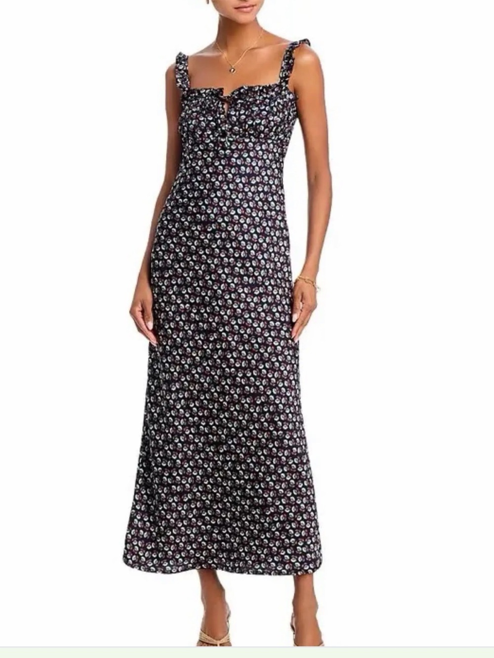 Wayf Black Floral Maxi Dress with Purple & White Print Small